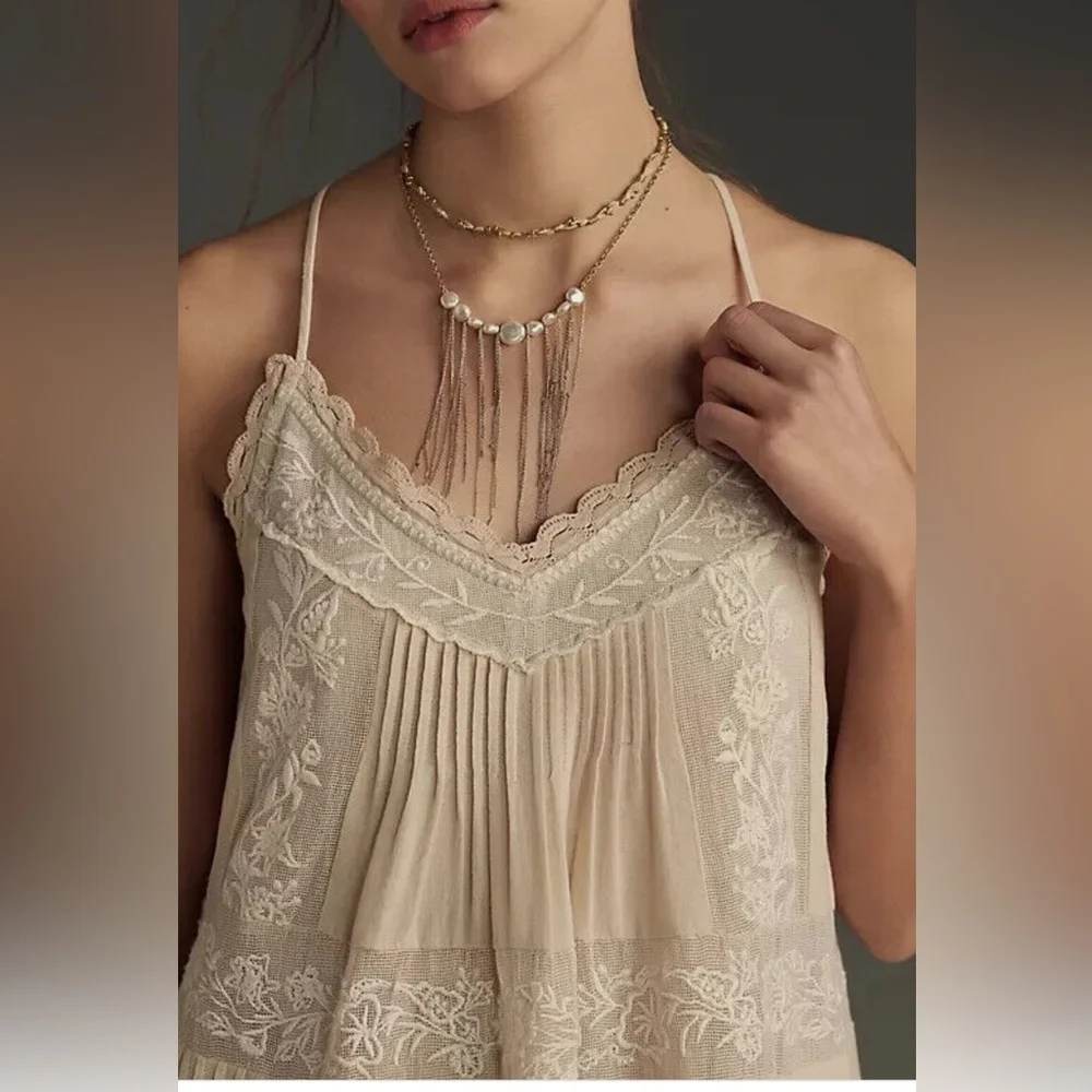 NWT By Anthropologie Embroidered Pintuck Mini Dress w/pockets 💕❤️sz Small - Picture 5 of 8